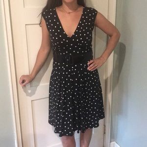 Black and white polka dot stretchy dress